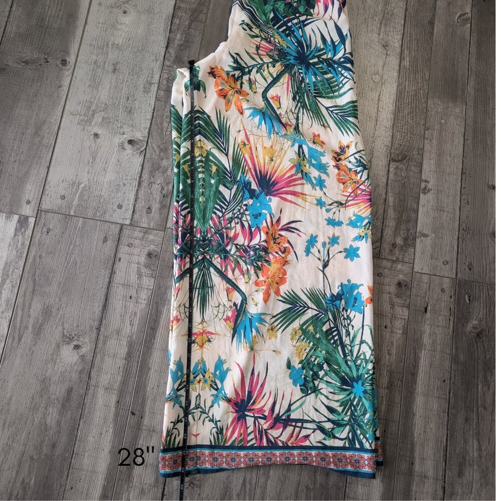 Flying Tomato, Strappy Cold Shoulder Ruffle Pants Romper, Tropical Print, Sz S - Picture 8 of 9